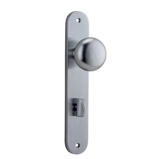 Iver Door Knob Cambridge Oval Privacy Pair Brushed Chrome