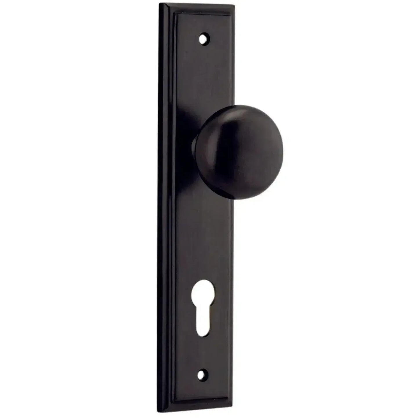 Iver Door Knob Cambridge Stepped Euro Pair Signature Brass