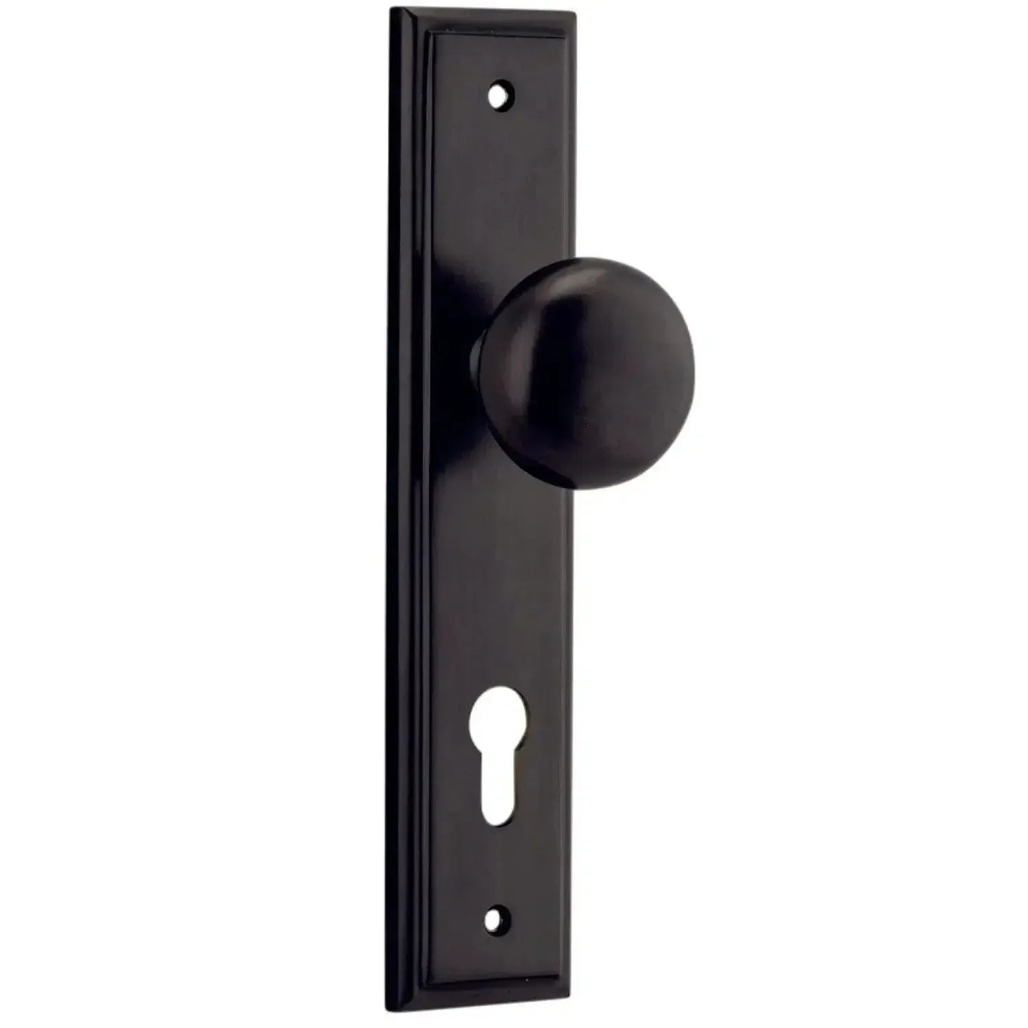 Iver Door Knob Cambridge Stepped Euro Pair Signature Brass