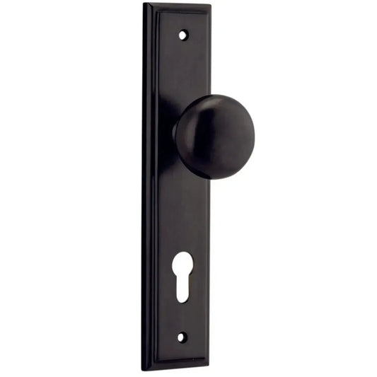 Iver Door Knob Cambridge Stepped Euro Pair Signature Brass