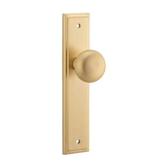 Iver Door Knob Cambridge Stepped Latch Pair Brushed Brass