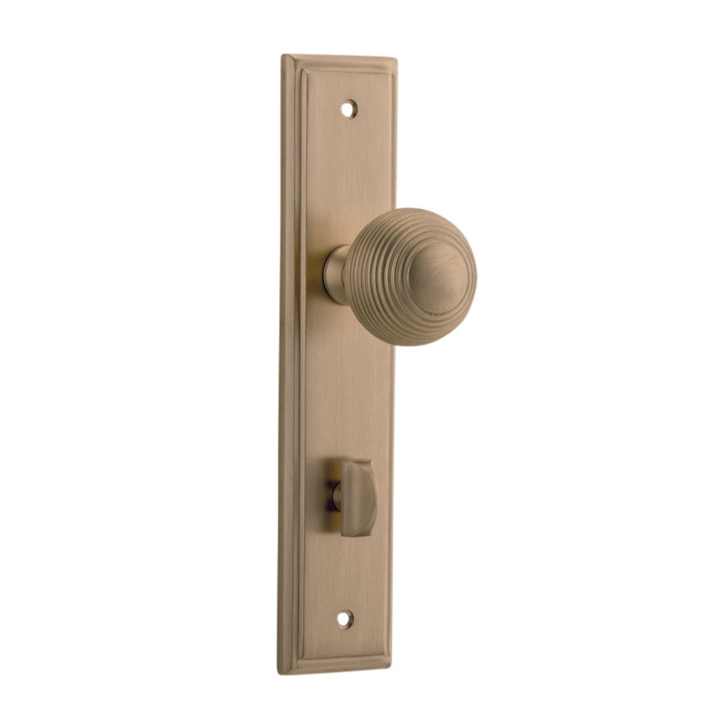 Iver Door Knob Guildford Stepped Privacy Pair Brushed Brass