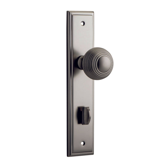 Iver Door Knob Guildford Stepped Privacy Pair Satin Nickel