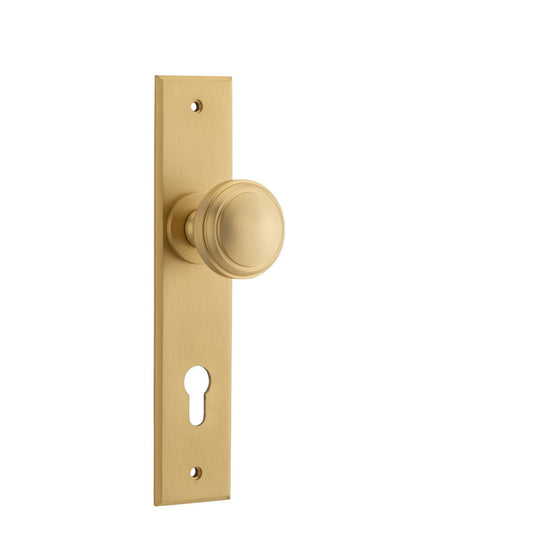 Iver Door Knob Paddington Chamfered Euro Pair Brushed Brass