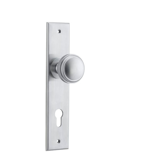 Iver Door Knob Paddington Chamfered Euro Pair Brushed Chrome