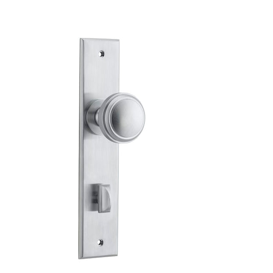 Iver Door Knob Paddington Chamfered Privacy Pair Brushed Chrome