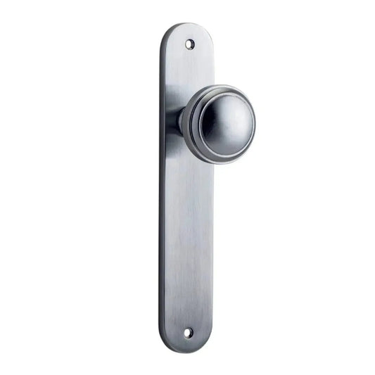 Iver Door Knob Paddington Oval Latch Pair Brushed Chrome