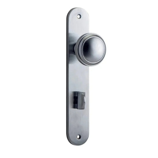 Iver Door Knob Paddington Oval Privacy Pair Brushed Chrome