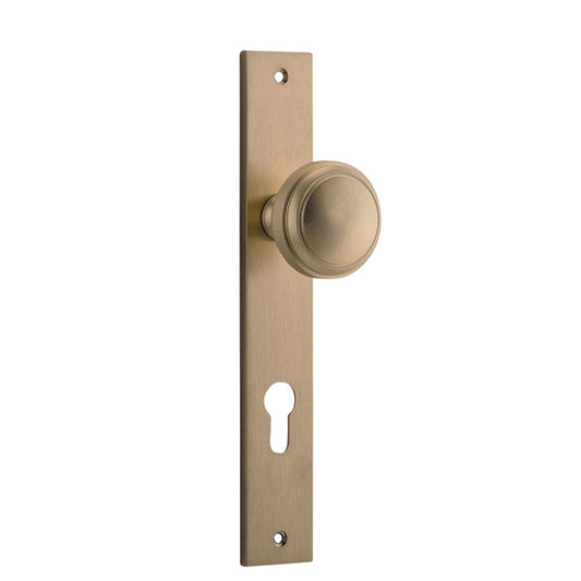 Iver Door Knob Paddington Rectangular Euro Pair Brushed Brass