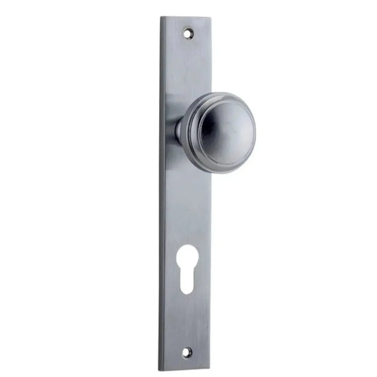 Iver Door Knob Paddington Rectangular Euro Pair Brushed Chrome