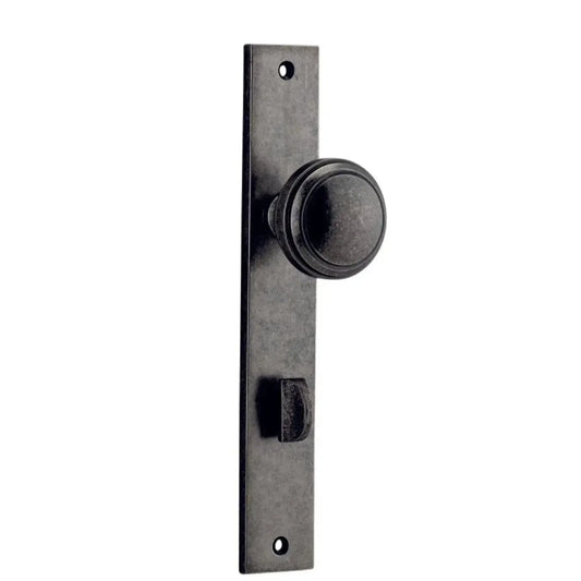 Iver Door Knob Paddington Rectangular Privacy Pair Distressed Nickel