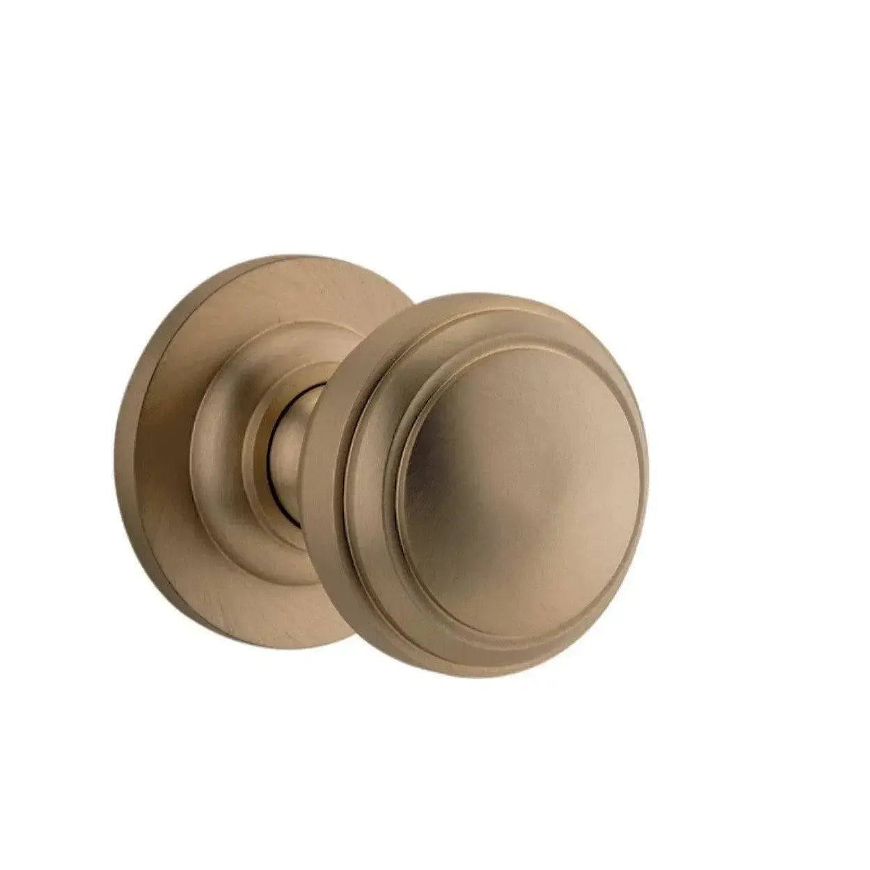 Iver Door Knob Paddington Round Rose Concealed Fix Pair Brushed Brass