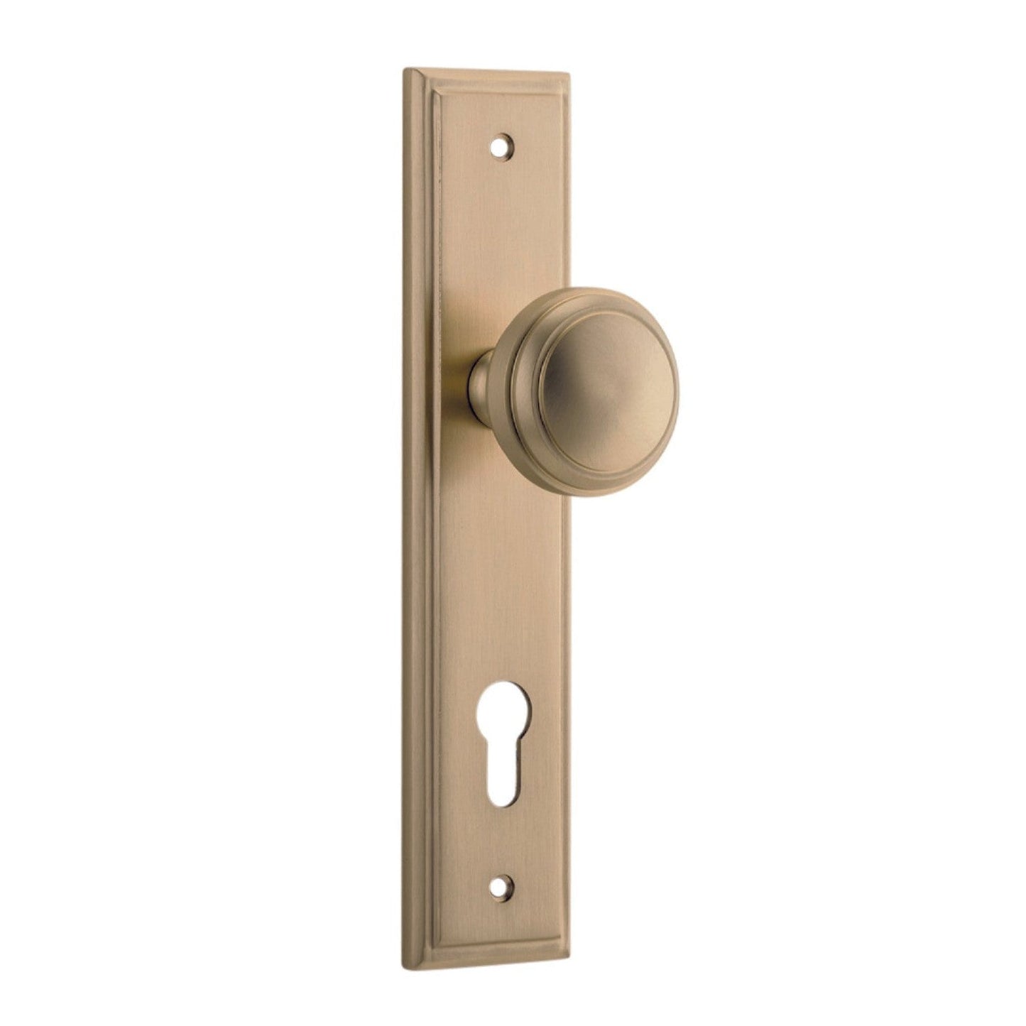 Iver Door Knob Paddington Stepped Euro Pair Brushed Brass
