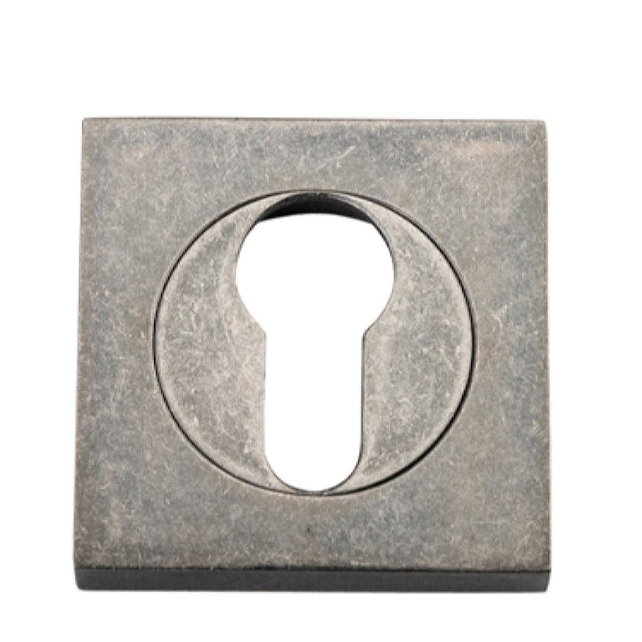Iver Escutcheon Euro Concealed Fix Square Pair Distressed Nickel