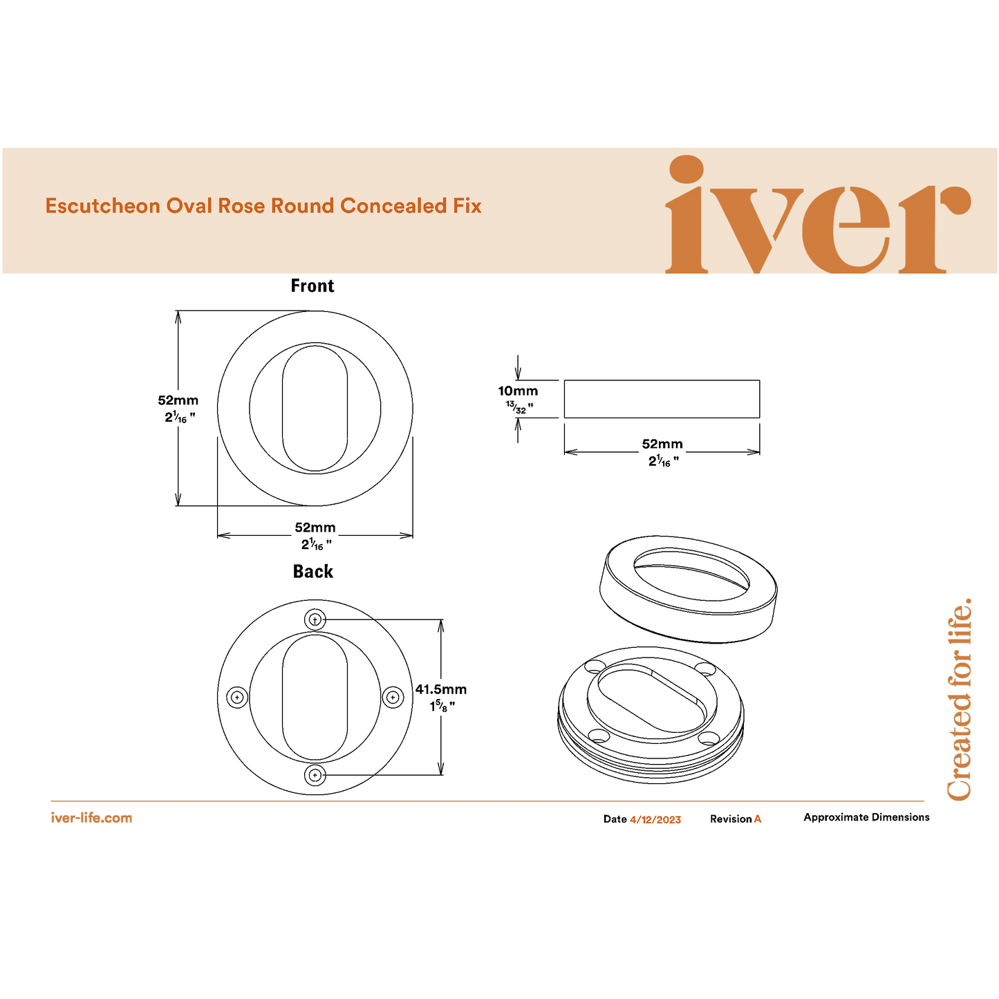Iver Escutcheon Oval Round Pair Polished Chrome