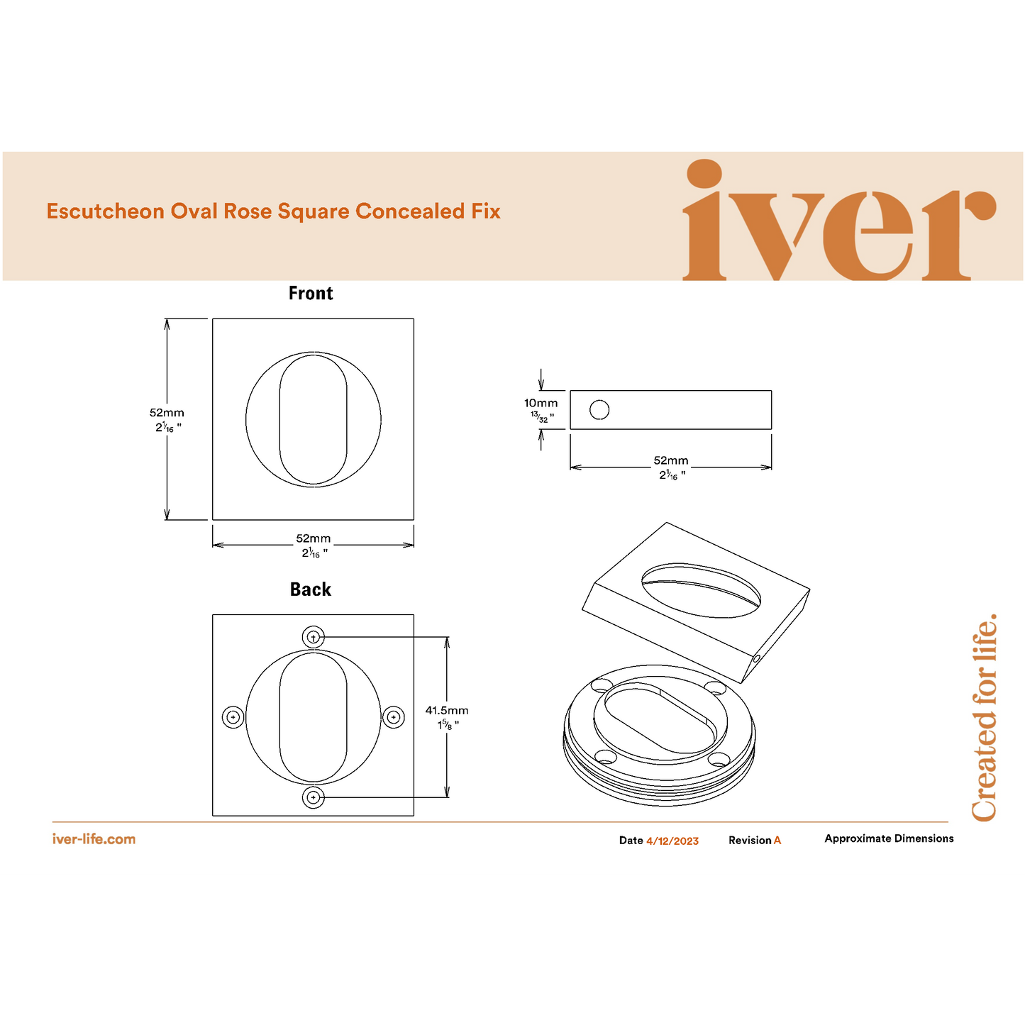 Iver Escutcheon Oval Square Pair Matt Black
