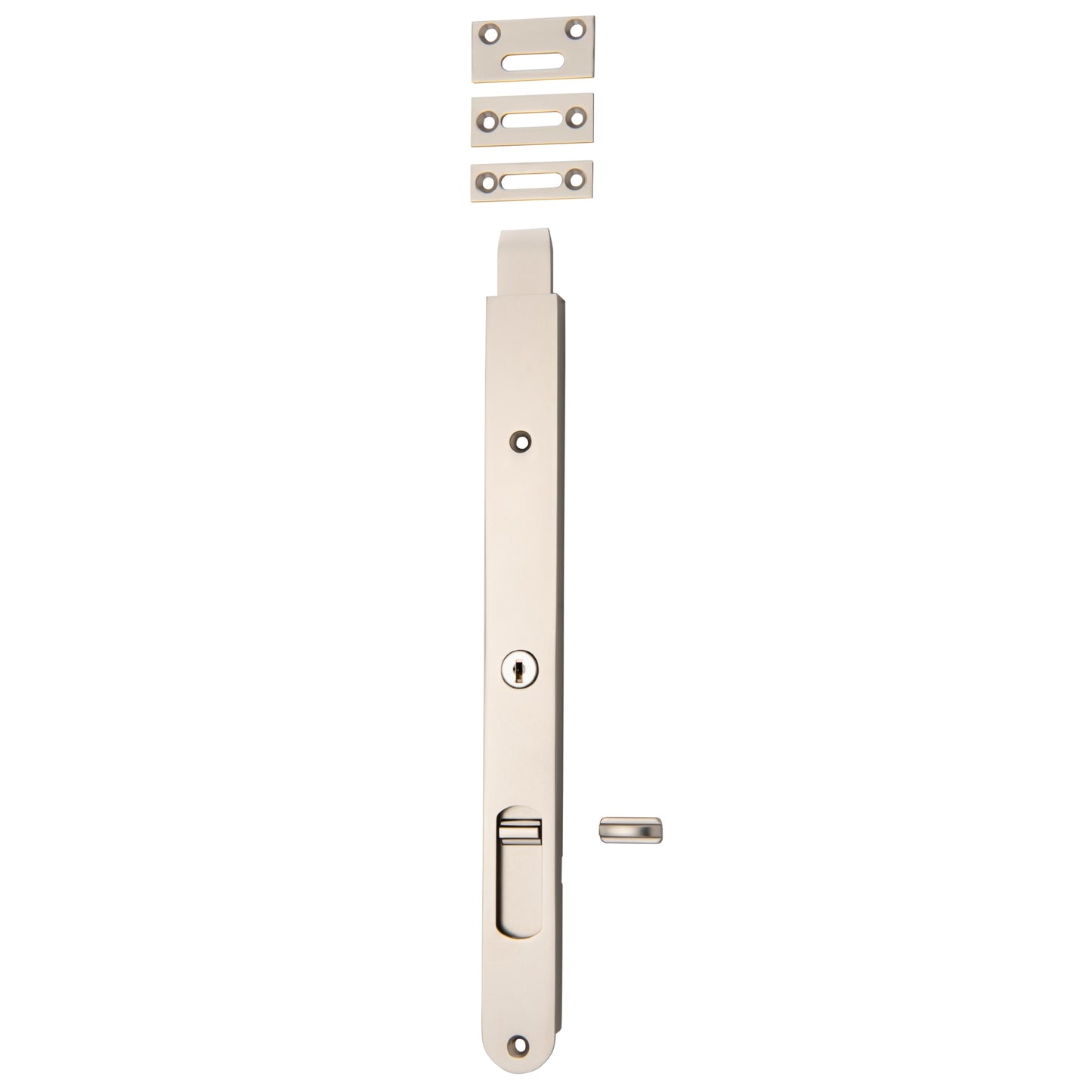 Iver Flush Bolt Locking Satin Nickel H300mm