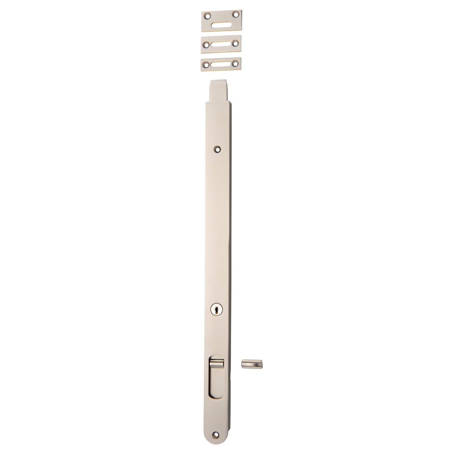 Iver Flush Bolt Locking Satin Nickel H400mm