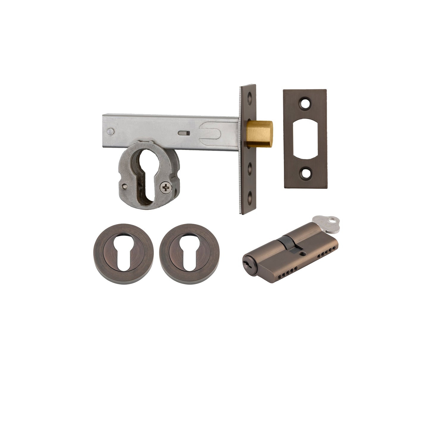 Iver Mortice Deadbolt Euro Signature Brass Backset 60mm Key/Key Escutcheon Round Kit