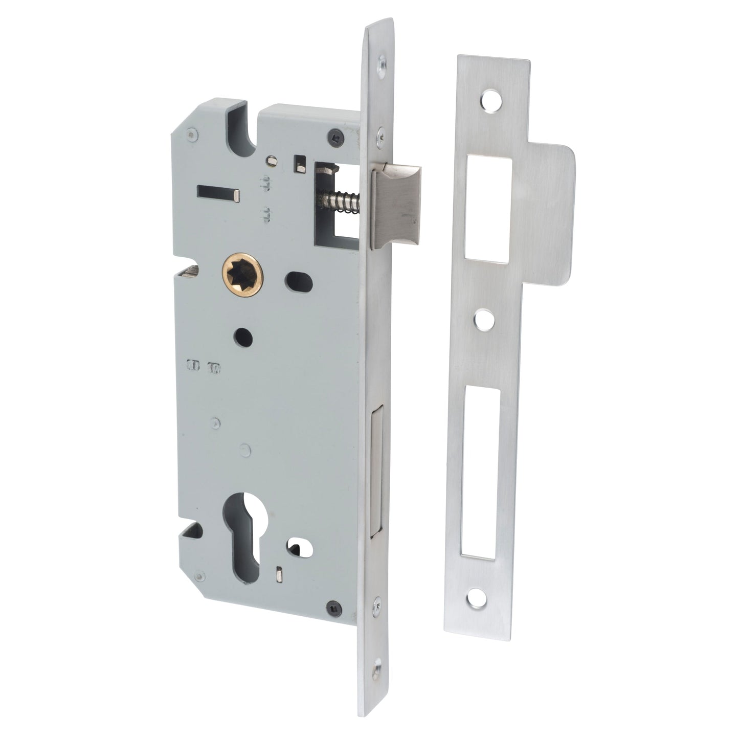 Iver Mortice Lock Euro Brushed Chrome CTC85mm Backset 45mm