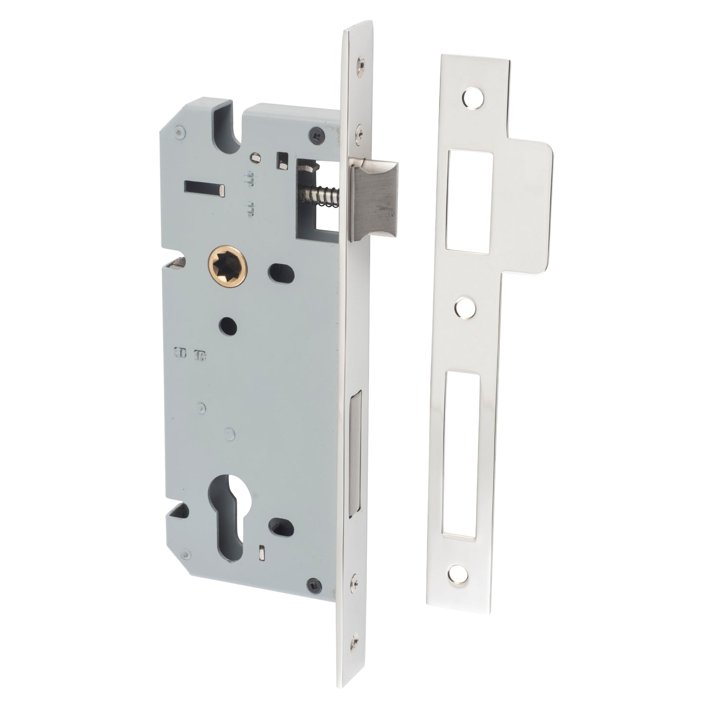 Iver Mortice Lock Euro Polished Nickel CTC85mm Backset 45mm
