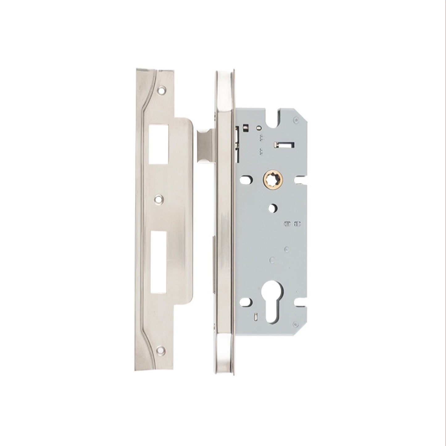 Iver Mortice Lock Euro Rebated Satin Nickel CTC85mm Backset 45mm