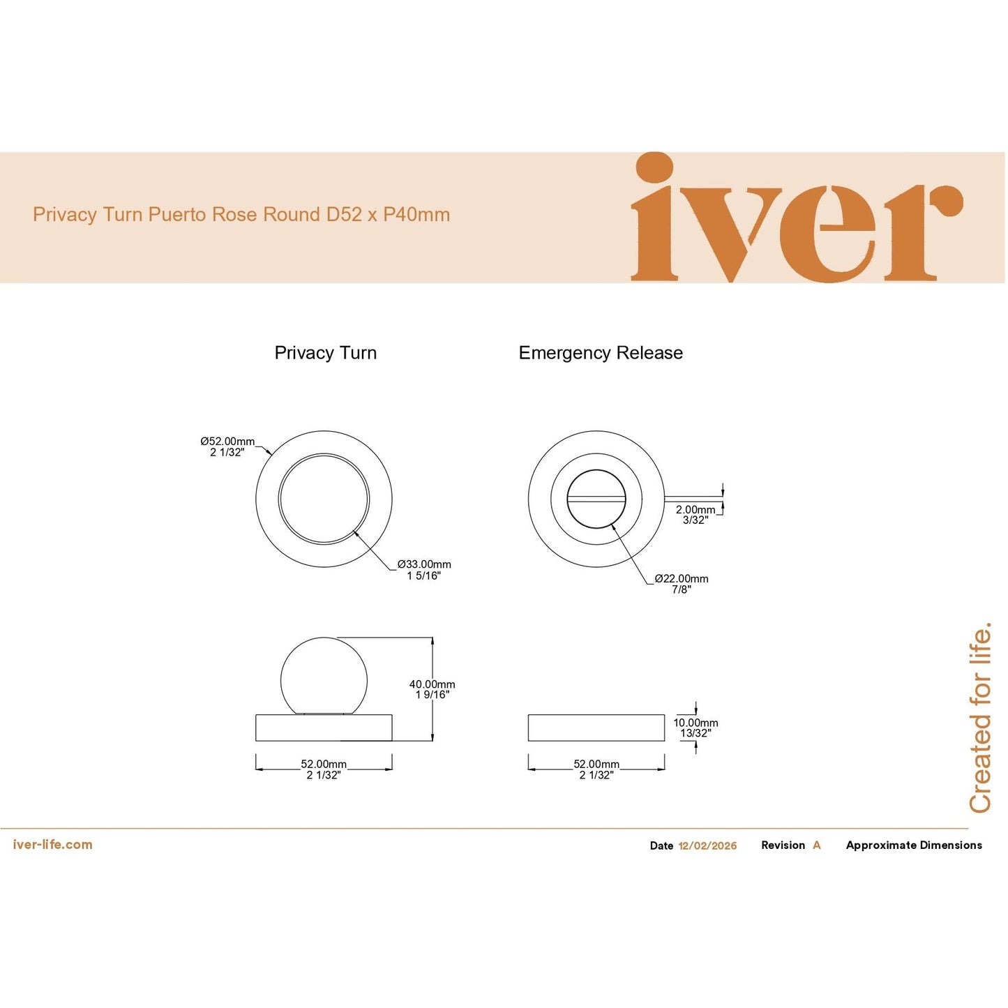 Iver Privacy Turn Puerto Rose Round Concealed Fix Satin Nickel