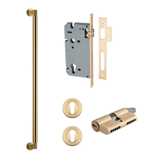 Iver Pull Handle Berlin Key/Key Brushed Brass Entrance Kit L635mm