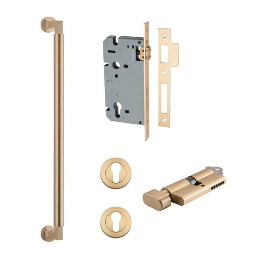 Iver Pull Handle Berlin Key/Thumb Brushed Brass Entrance Kit L485mm