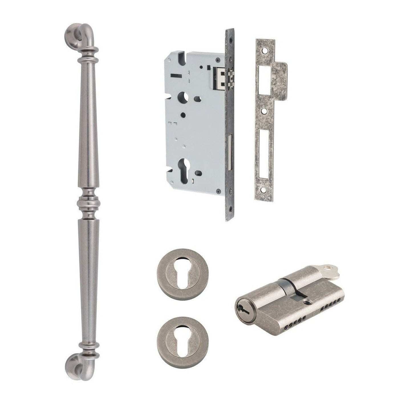 Iver Pull Handle Sarlat Distressed Nickel L485mm Entrance Kit