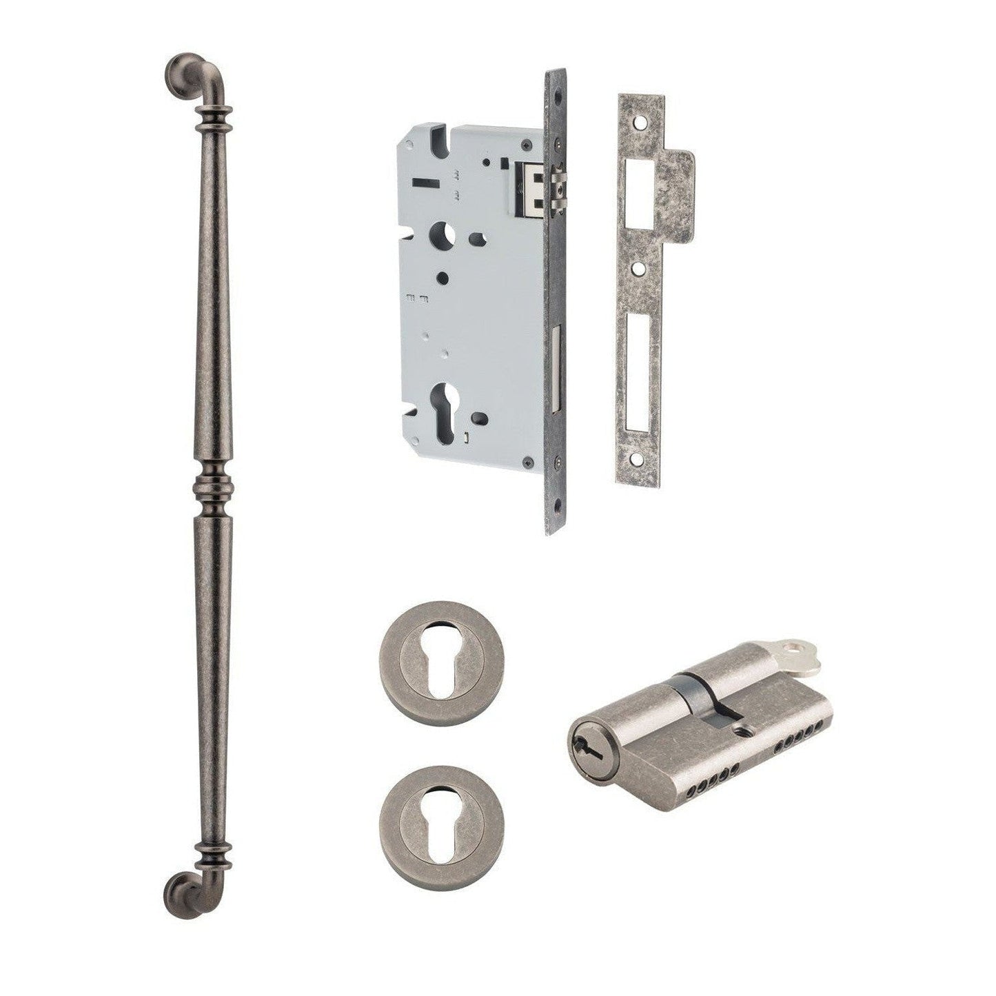 Iver Pull Handle Sarlat Distressed Nickel L635mm Entrance Kit