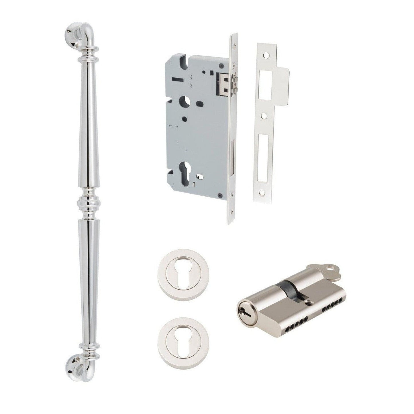 Iver Pull Handle Sarlat Polished Nickel L485mm Entrance Kit