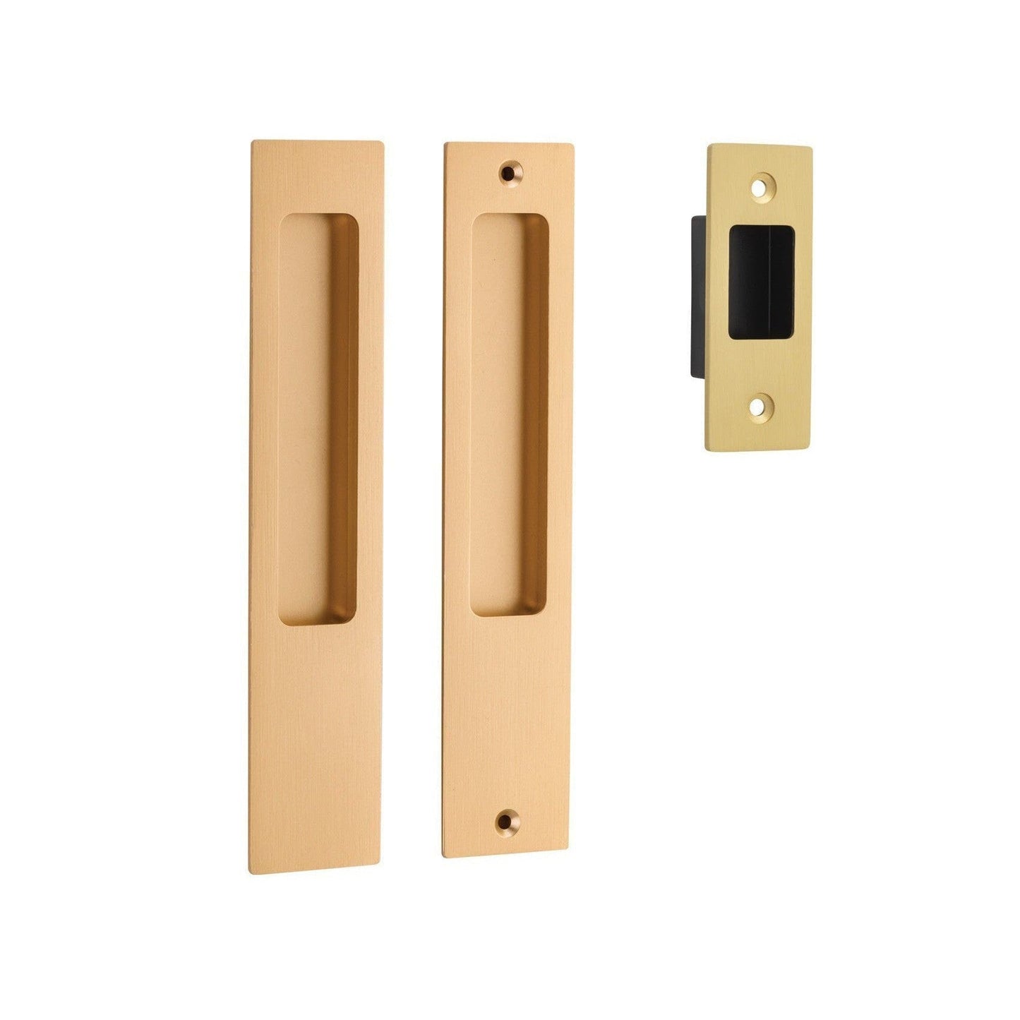 Iver Sliding Door Pull Rectangular Passage Kit Brushed Brass