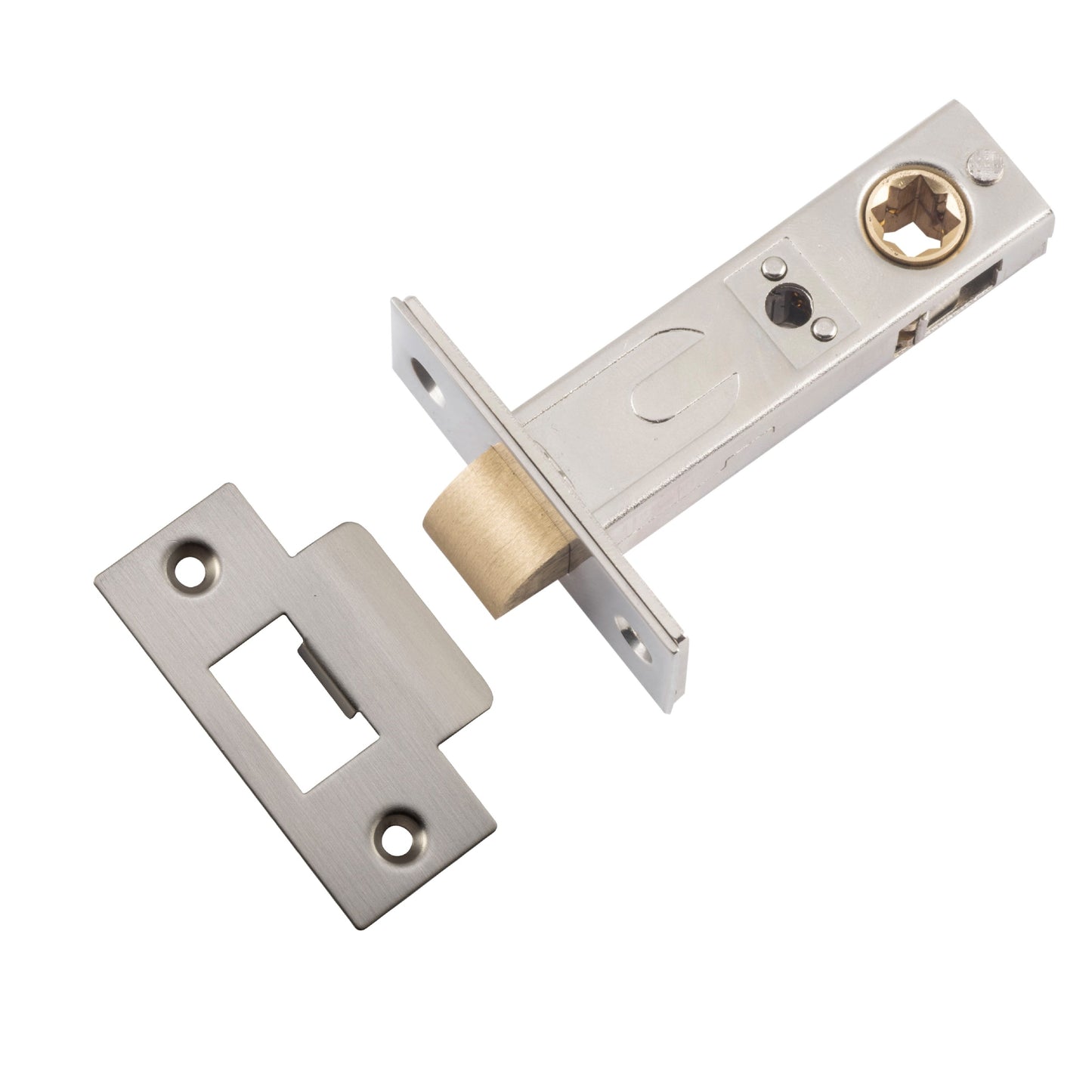 Iver Tube Latch Split Cam Hard Sprung 'T' Striker Satin Nickel Backset 60mm