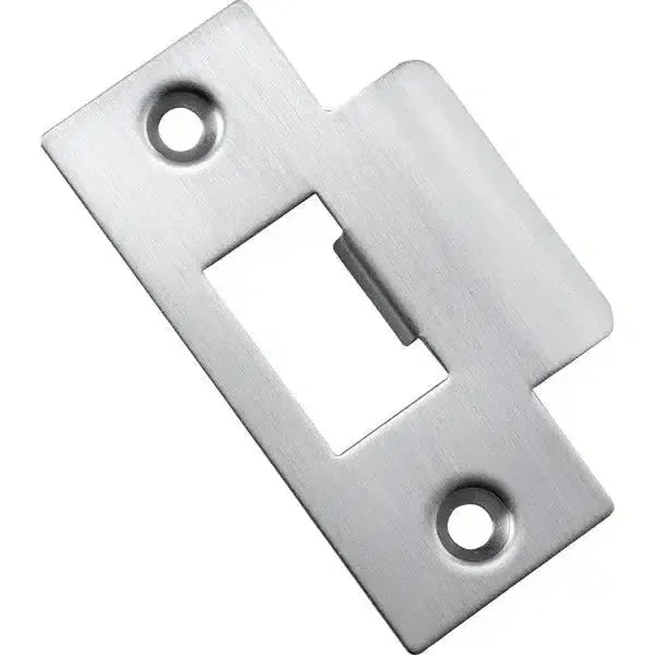 Iver Tube Latch Striker Universal 'T' To Suit Metal Door Frame Brushed Chrome W42xH70mm