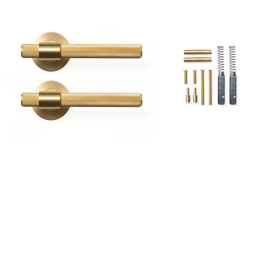 Momo Belgravia Door Handle Set Brushed Satin Brass