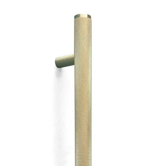 Momo Bellevue Knurled Entry Door Pull Handle Brushed Satin Brass