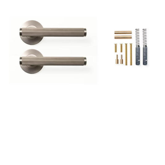 Momo Bellevue Lined Door Handle Set Dull Brushed Nickel