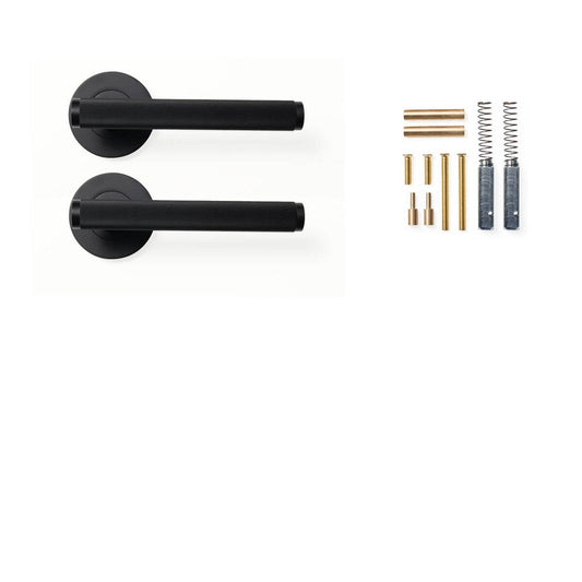 Momo Bellevue Lined Door Handle Set Matt Black