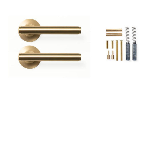 Momo Bellevue Plain Door Handle Set Brushed Satin Brass