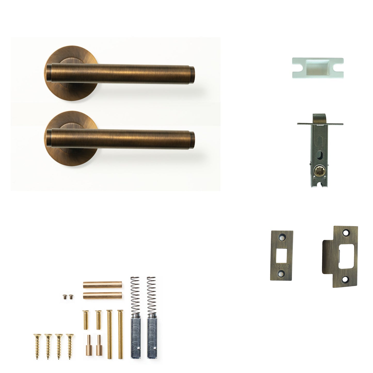 Momo Bellevue Plain Door Handle Tubular Latch Passage Set Bronze