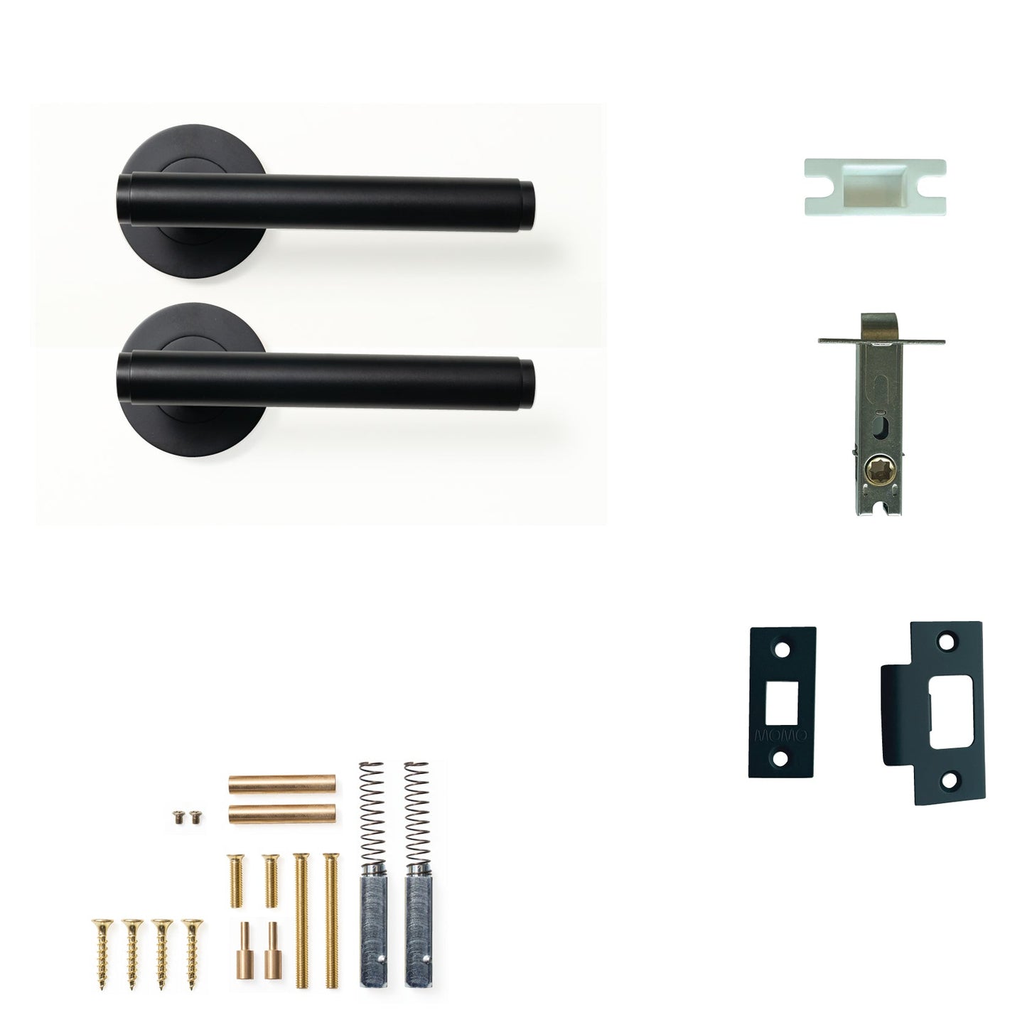 Momo Bellevue Plain Door Handle Tubular Latch Passage Set Matt Black