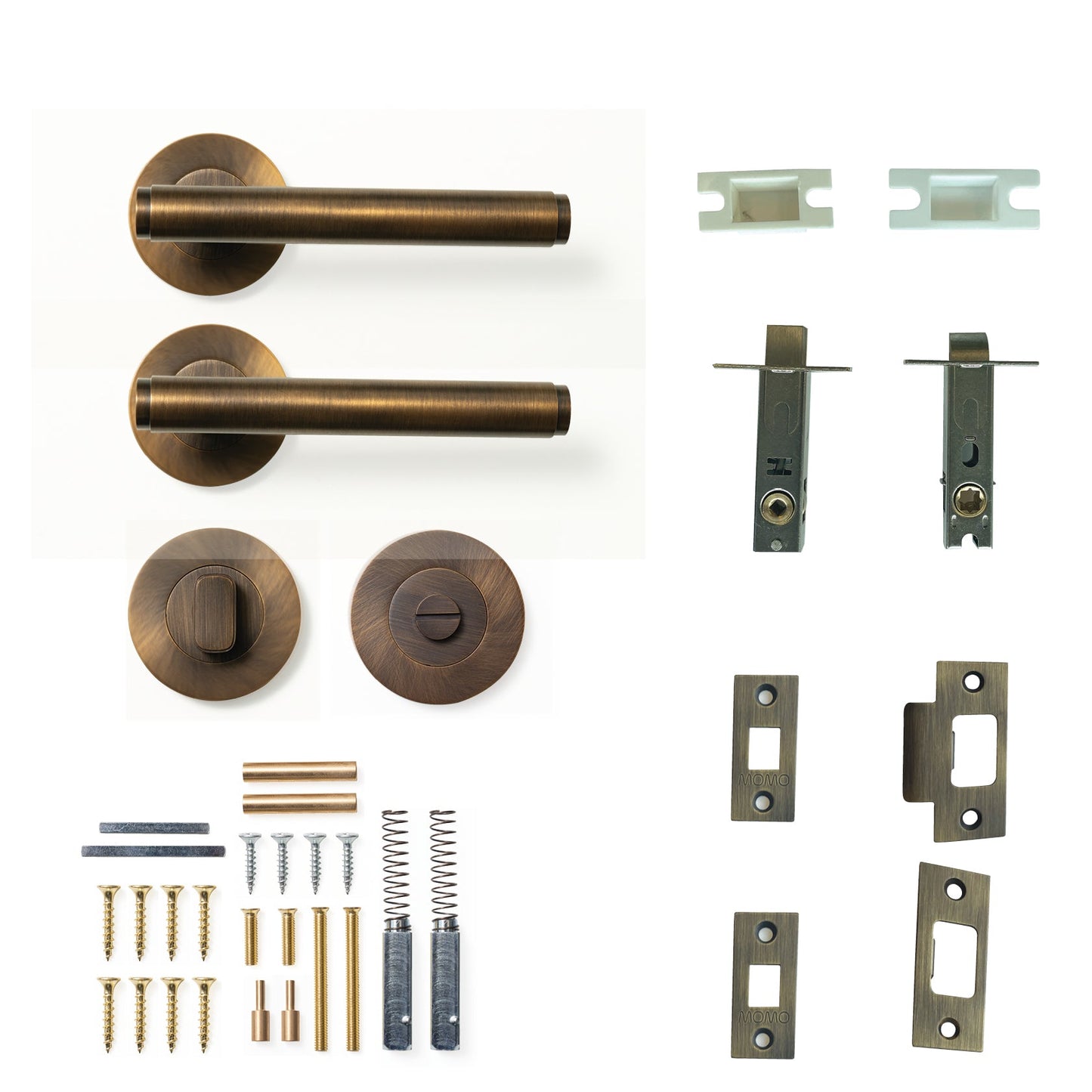 Momo Bellevue Plain Door Handle Tubular Latch Privacy Set Bronze