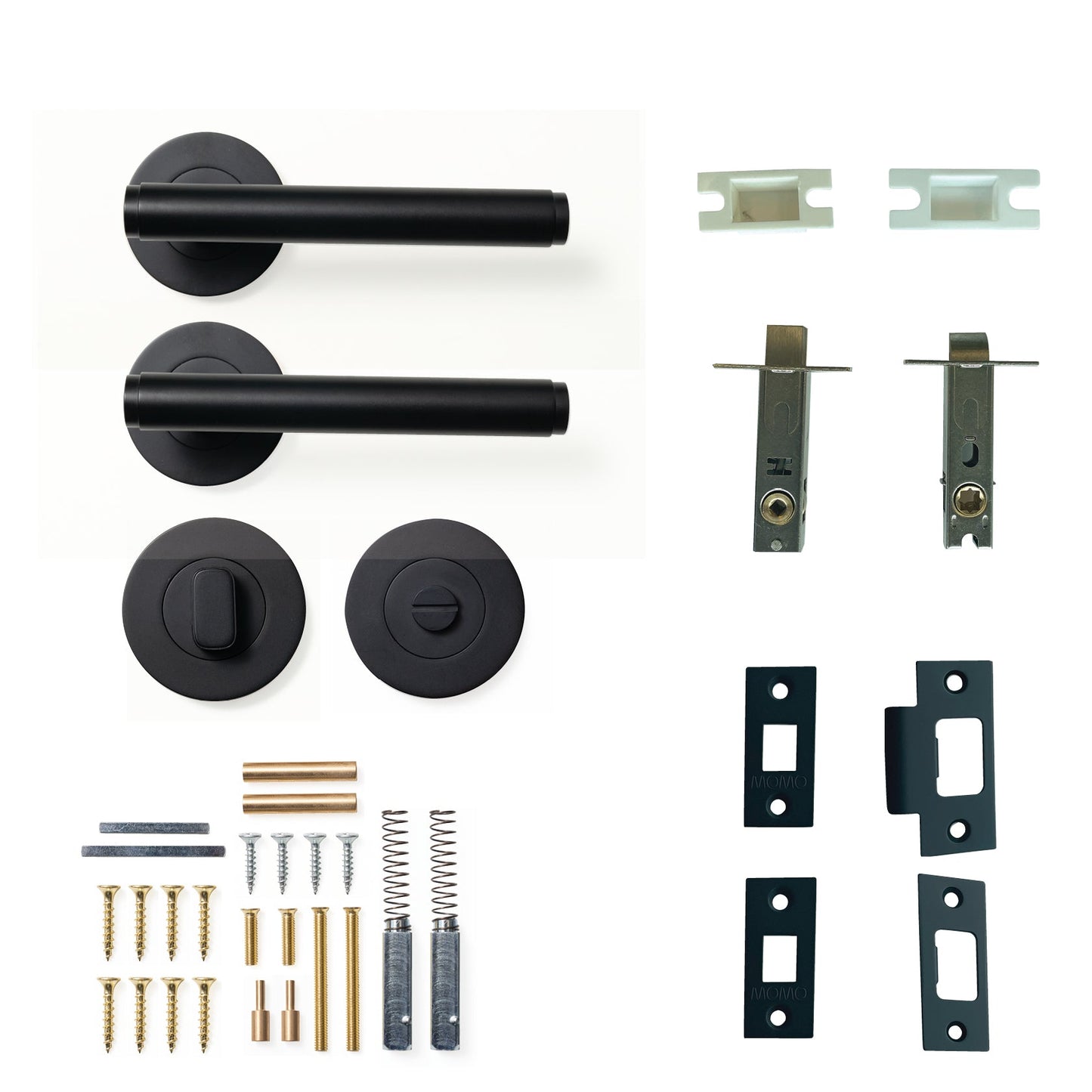 Momo Bellevue Plain Door Handle Tubular Latch Privacy Set Matt Black