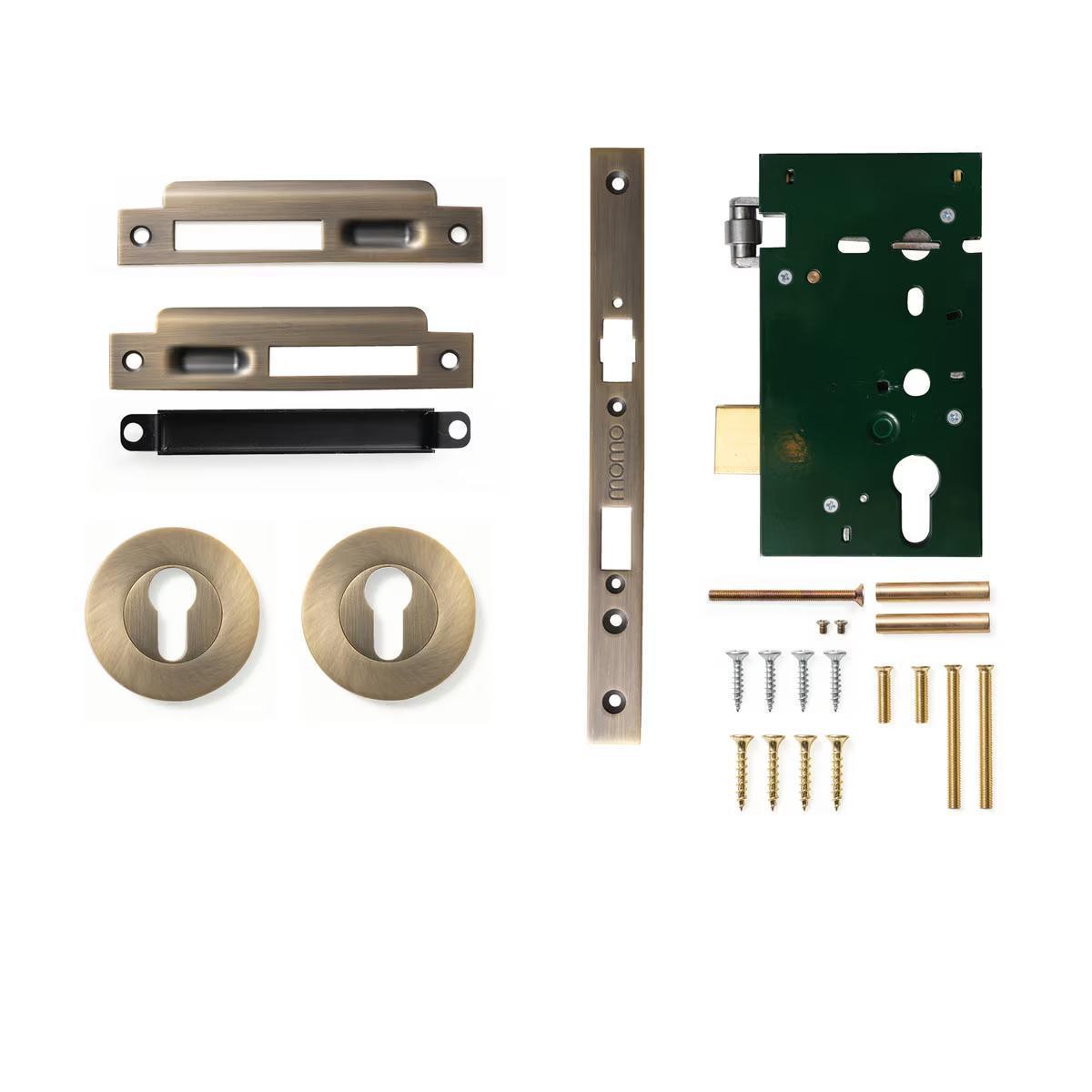 Momo Roller Mortice Entrance Set Dark Brushed Brass