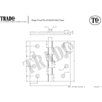 SDG Hinge Fixed Pin Antique Brass W100mm