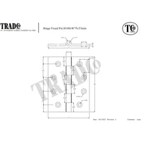 SDG Hinge Fixed Pin Antique Brass W75mm