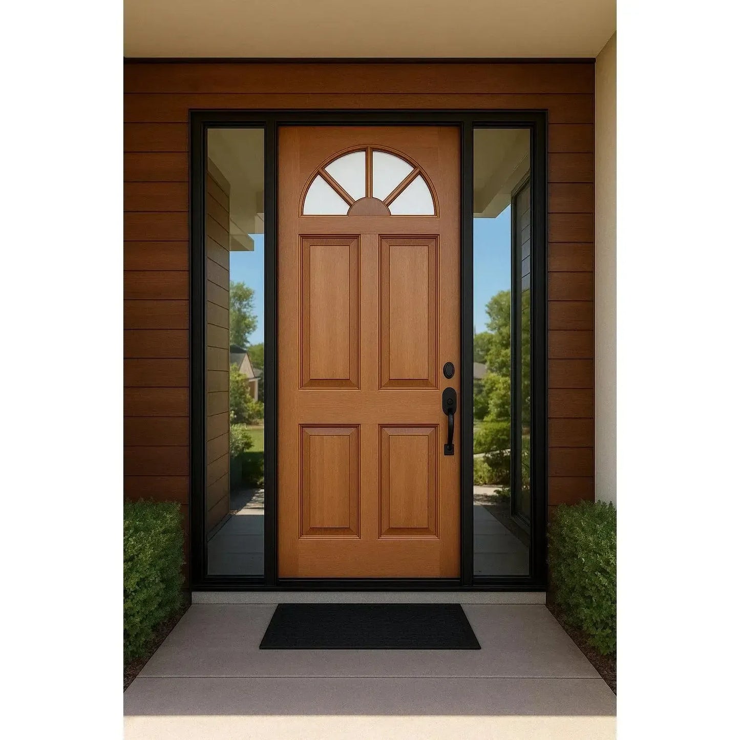 Solid Exterior Arched Classic Glass Door
