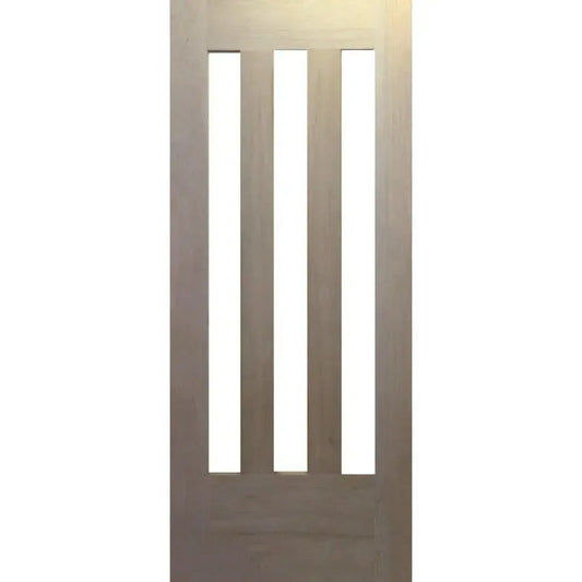 Solid Exterior Bush Fire 3 Vertical Glass Panel Door