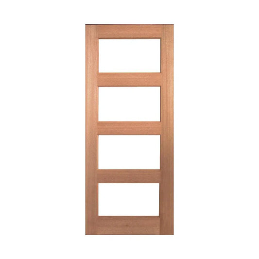 Solid Interior Horizontal 4 Glass Panel Door